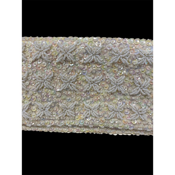Vtg Bon Soir Ivory Italian Beaded Evening Purse Clutch Made In Hong Kong - Picture 4 of 7